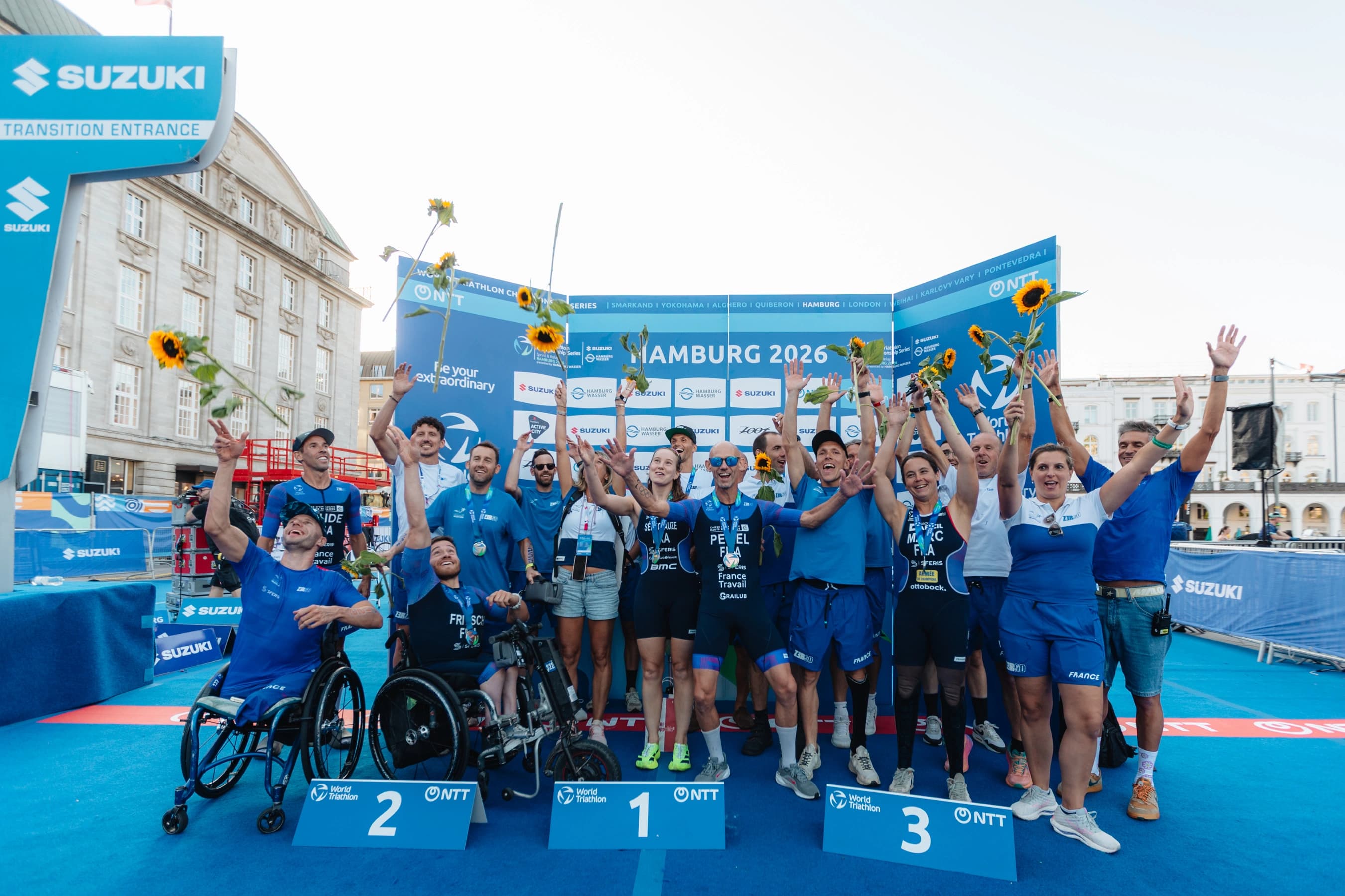Célébration de l'Équipe de France après le titre mondial